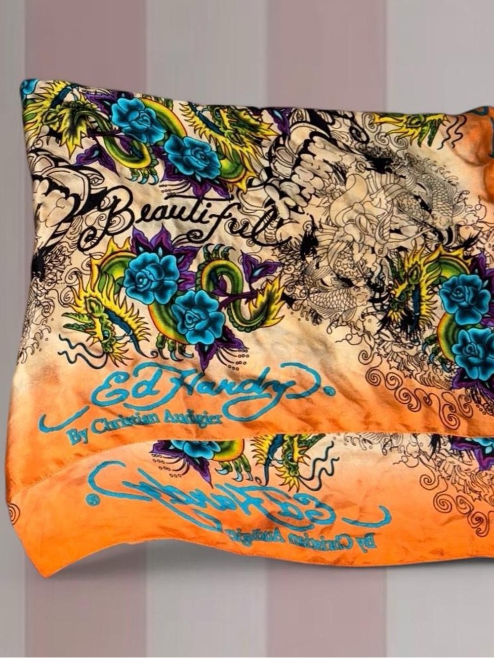 Ed Hardy Y2K Satin Logo Scarf